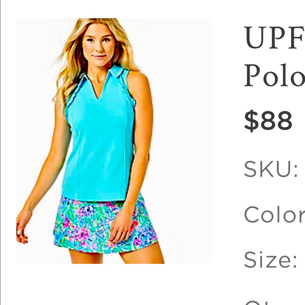 Almost new! Worn once. UPF 50 Luxletic Martina Polo Top, Large.